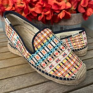 Soludos Womens Espadrilles Multicolor Textured Gold Slip On Flats size 8.